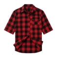 thumbnail image 3 of Lmueinov Mens Short Sleeve Button Down Shirts Plaid Business Casual 3/4 Length Sleeve Tops for Men Pocket Lightweight Summer Fall Daily Going Out Tops, 3 of 7