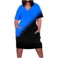 thumbnail image 1 of Vestido Corto de Verano Moda Grande Impresión de Manga Corta Cuello en V Bolsillo Mini Vestido para Casual Y Diario, 1 of 4