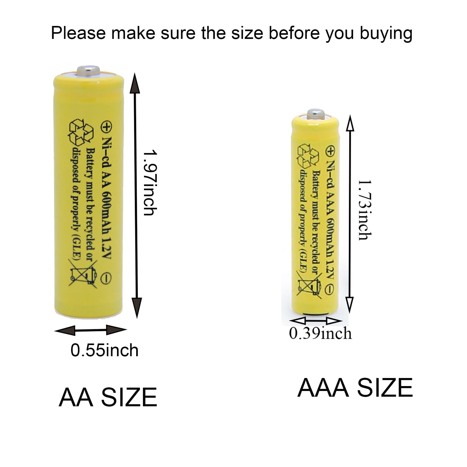24 Pack Ni-Cd AA 600mAh 1.2 Volts AA Rechargeable Batteries for Garden Lights Remotes Mice Cell
