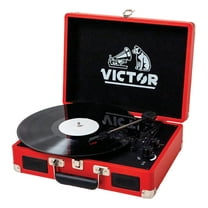 Victor Metro Dual-Bluetooth Belt Drive Suitcase Turntable, Red