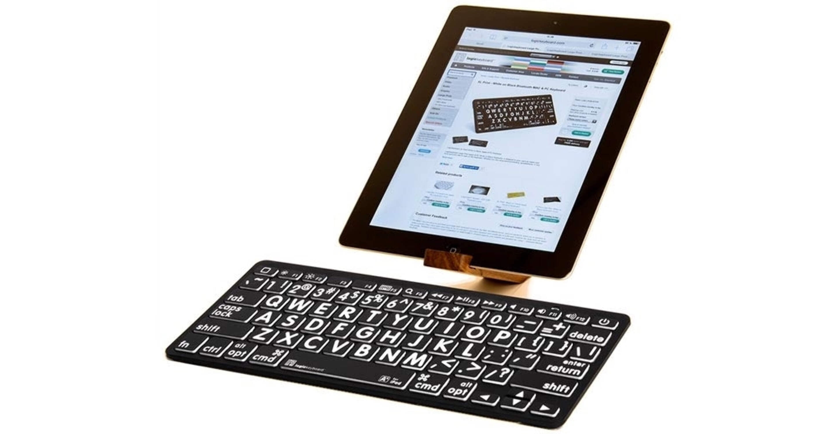 Large Print - White on Black Mini Bluetooth Keyboard – Windows