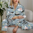 thumbnail image 6 of Yiaed Swan Princess On Lake Print Pajamas Women's Long Sleeve Sleepwear Soft Button Down Loungewear Pjs Lounge Set Nightwear Womens Pajama Pants-XX-Large, 6 of 7