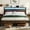 Rustic Brown, variant on Kbun Queen Size Bed Frame with Headboard, LED Lights & Charging Station, No Box Spring Needed, Noise-Free, Easy Assembly
