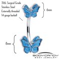 thumbnail image 2 of Body Candy Womens 316L Stainless Steel Navel Ring Piercing Simply Butterfly Blue Mens Double Mount Belly Button Ring, 2 of 3