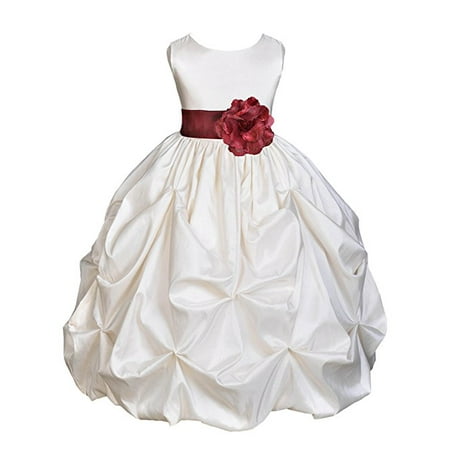 - Ekidsbridal Ivory Satin Taffeta Pick-Up Bubble Flower Girl Dresses Junior Toddler Formal Special Occasions Wedding Pageant Dresses Ball Gown Dance Recital Reception Birthday Girl Party 301S