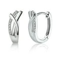 thumbnail image 2 of Lancharmed Silver Plated Women's Earrings,Crossed Zirconia Earring Gifts for Sister, 2 of 7