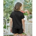 thumbnail image 5 of Arshiner Girls Shorts Set 2 Piece Ribbed Knit Summer Outfit Short Sleeve Top & Elastic Waist Shorts Casual Playwear, 5 of 6