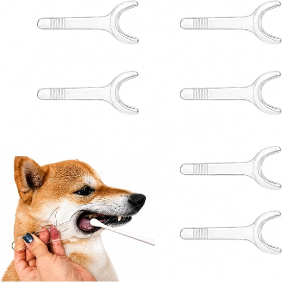 Dog Dental Mouth Opener, 6 Pack T-Shaped Cheek and Lip Retractor for Dogs & Cats, Clear Reusable Tooth Brushing Helper for Teeth Cleaning, Oral Care and Dental Inspection,S-6 Pack