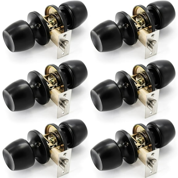 6 Pack Door Knob and Lock Set Versa Passage by Villar Home Designs Black
