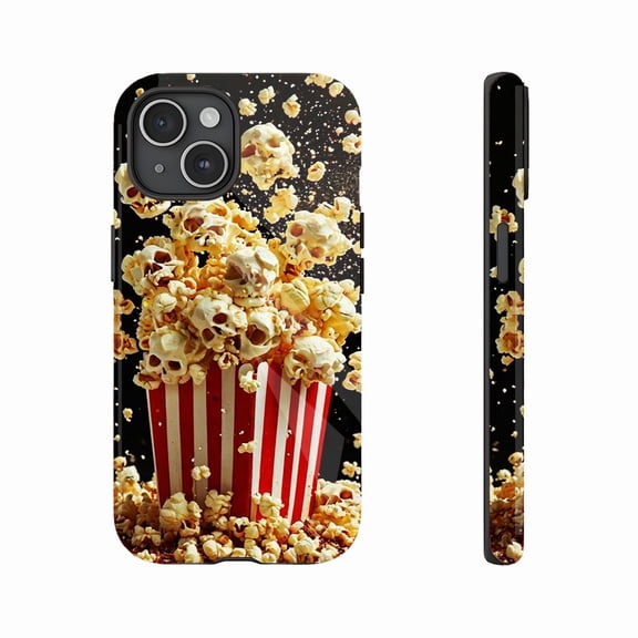 Skull Popcorn Design Durable Phone Case for Teens & Young Adults Compatible with iPhone 11/12/13/14/15/16 (Pro Max/Plus)