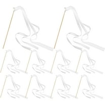 10pcs Wedding Fairy Sticks White Wedding Streamers with Bells Fairy Wand Cheer Props Wedding Party Favors for Shower Holiday Celebration Streamers Random Style