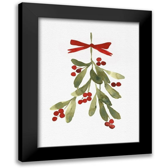 Caroline, Emma 12x14 Black Modern Framed Museum Art Print Titled - Mistletoe Bow I