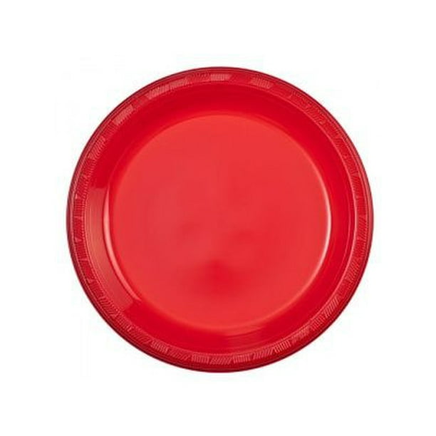 7" Round Red Plastic Dessert Cake Plates 50ct