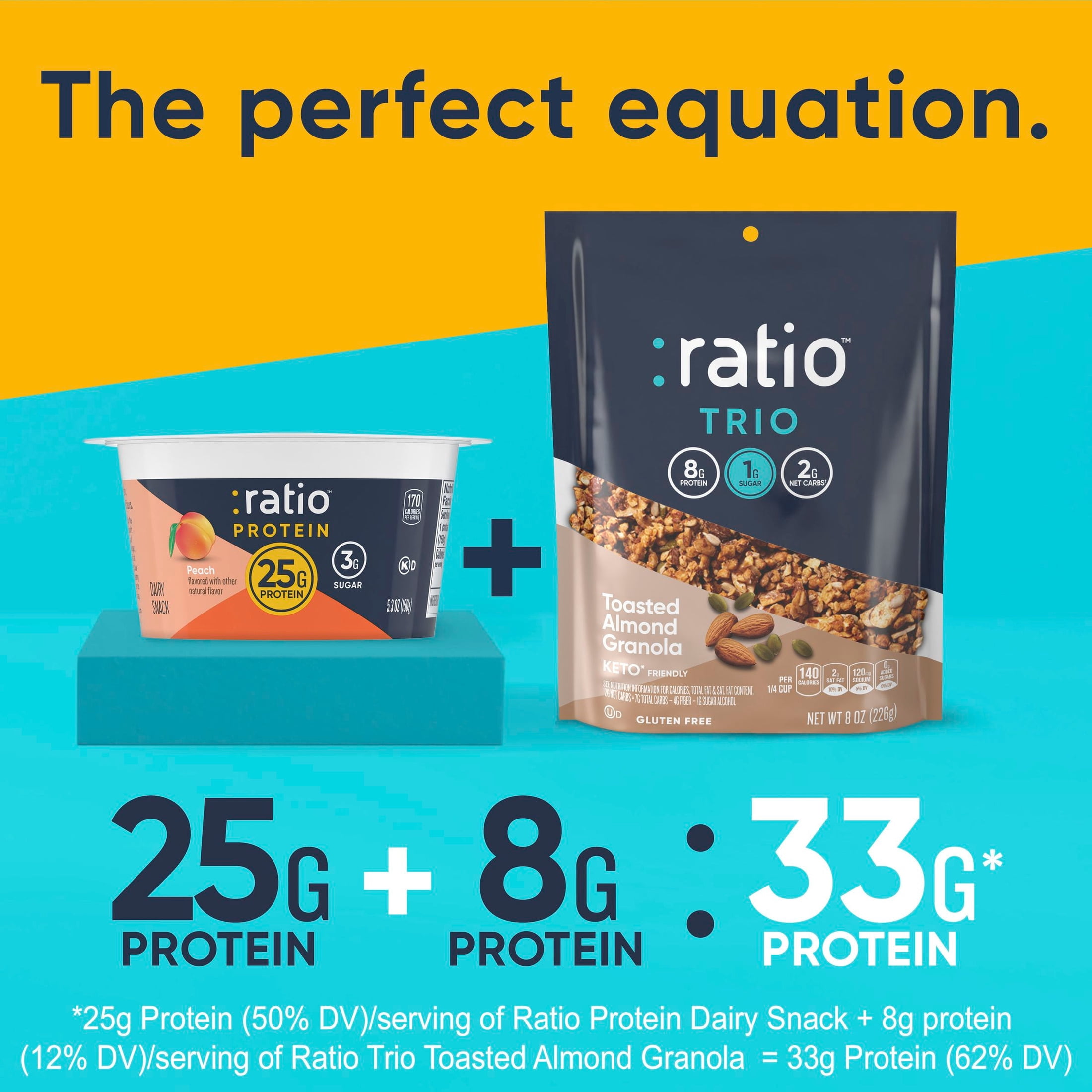 Ratio Yogurt Protein Cultured Dairy Snack, Peach, 25g Protein, 5.3 oz