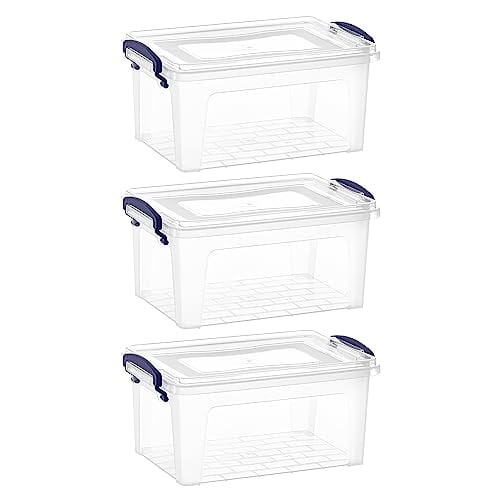 Superio Clear Storage Bins with Lids, Stackable Storage Box with