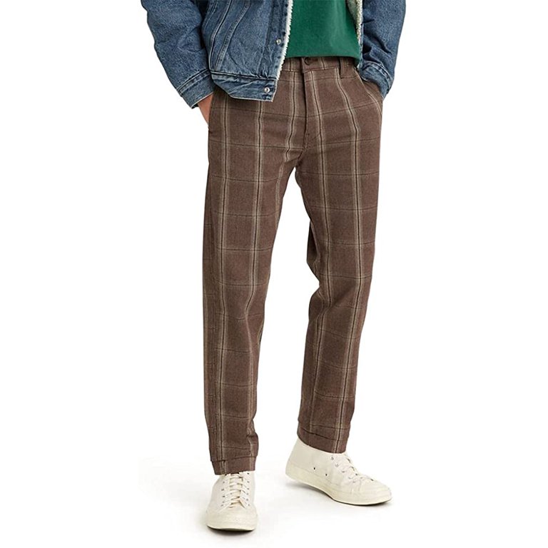 Levis Mens XX Standard Tapered Chino Pants Regular 36W x 30L Micro Houndstooth Caribou Plaid