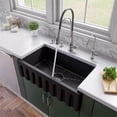thumbnail image 2 of Pemberly Row 33" Black Reversible Smooth/Fluted Single Bowl Fireclay Farm Sink, 2 of 9