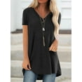 thumbnail image 4 of Qiylii Women's Short Sleeve T Shirt Plus Size Tops Casual V Neck Tunic Loose Blouse,Plus Size S-5XL, 4 of 4