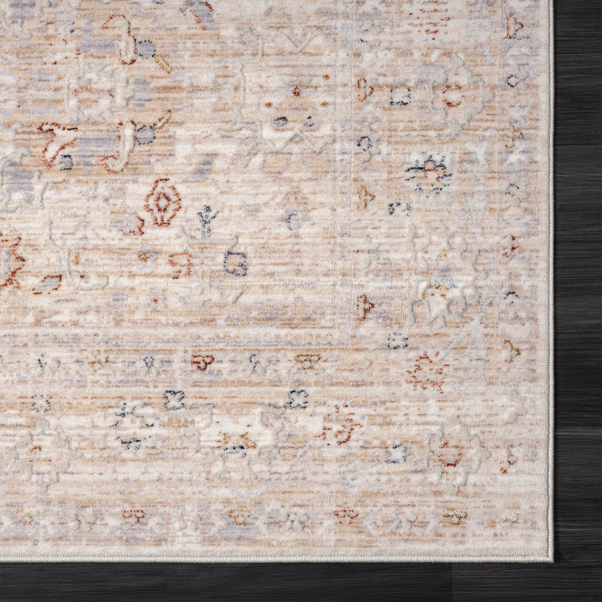LR Home Mia 4' X 6' Gray/Rust Bordered Premium Ultra-Soft Indoor Area Rug