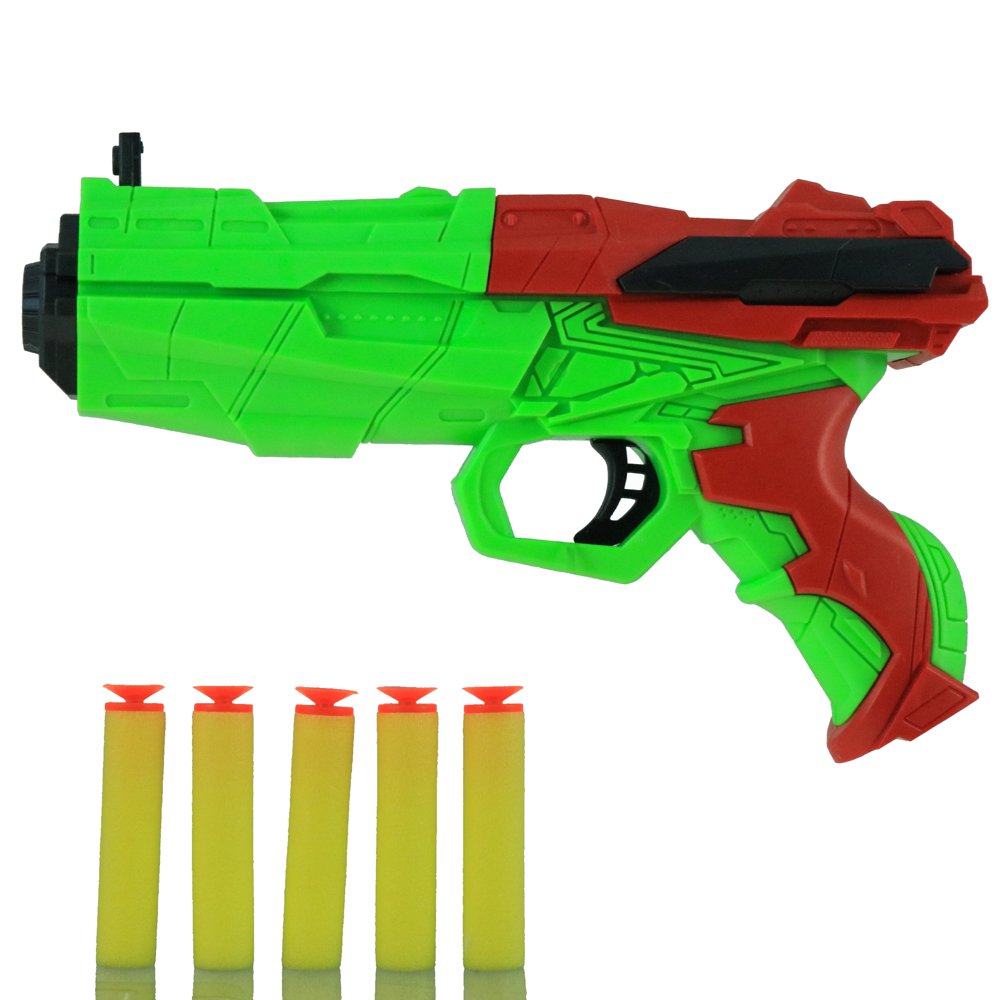 Retailery Soft Bullet Gun Blaster With 5 Refill EVA Foam Bullets, Green