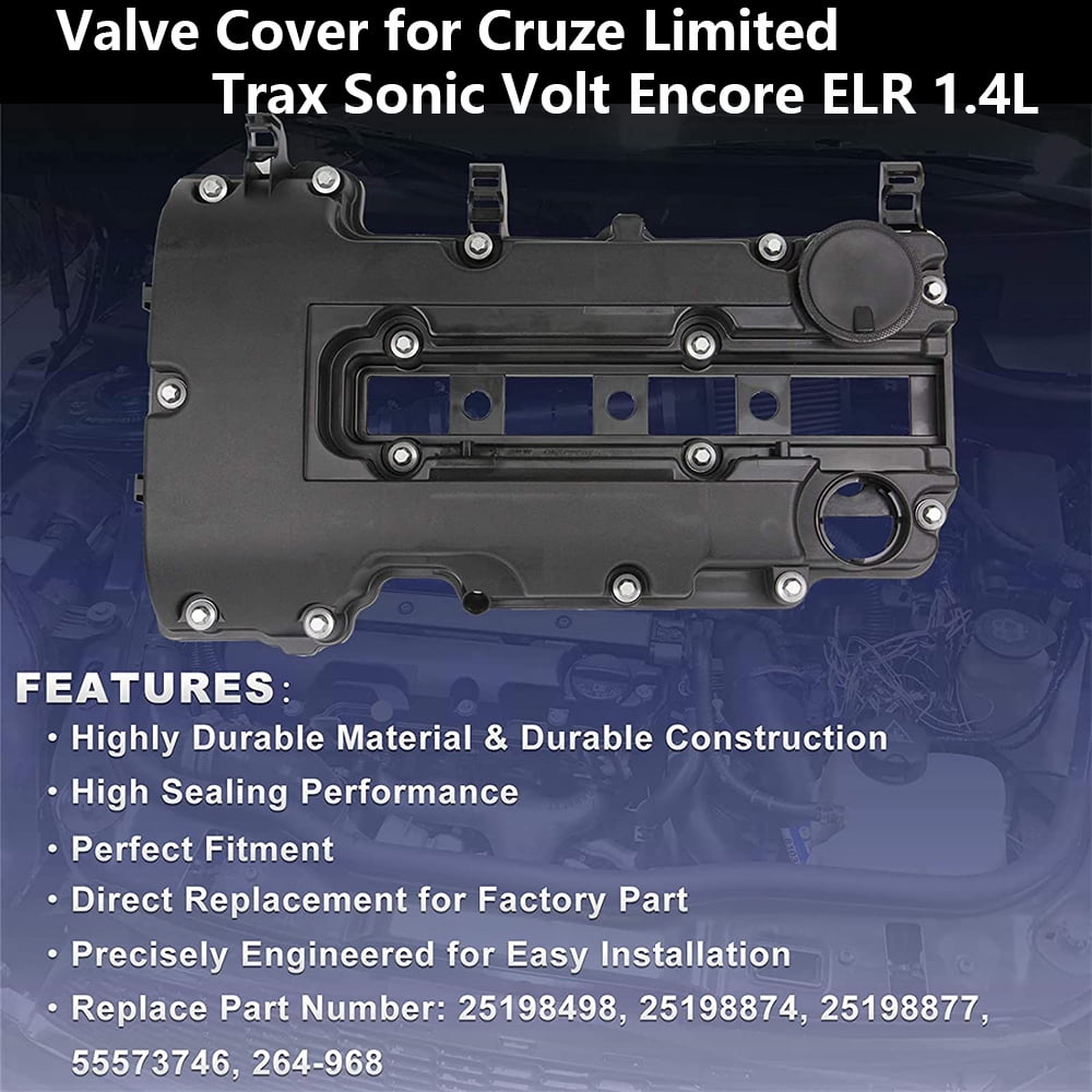 Engine Valve Cover with Gasket Compatible with 2011-2019 Chevy Cruze 1.4L Trax Sonic Volt Buick Encore Cadillac ELR Replace 25198874 55573746