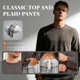 thumbnail image 3 of Vulcanodon Mens Pajama Sets, Soft Lounge Pajama for Men Long Sleeve Cozy Sleepwear with Pockets（DARK GREY MEL./GREY WHITE PLAID, S）, 3 of 6