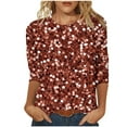 thumbnail image 2 of Mgmyaa Women's Sequin Printed Blouses 3/4 Sleeve Crew Neck Tops Casual Fashion T-Shirts, 2 of 5