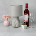 thumbnail image 2 of Simple Designs 11.02" Traditional Mini Modern Ceramic Texture Pastel Accent Bedside Table Desk Lamp with Matching Fabric Shade for Bedroom, Nightstand, Living Room, Entryway, 2 of 9
