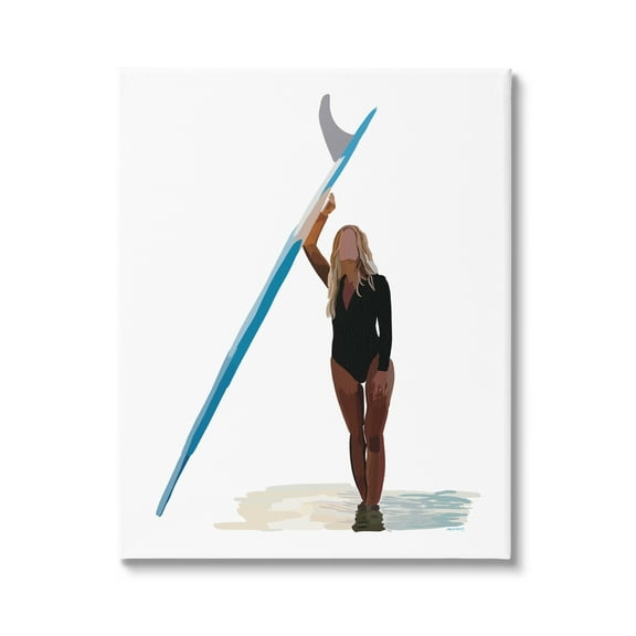 Stupell Industries Athletic Surfing Girl Ocean Beach Summer Sport Graphic Art Gallery Wrapped Canvas Print Wall Art, Design by Amelia Noyes