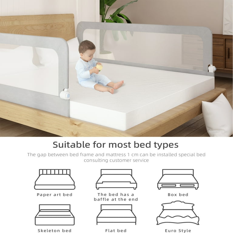 Sleepah Bed Rail for Toddlers Memory Foam Bed Bumper Guard w Dual Non