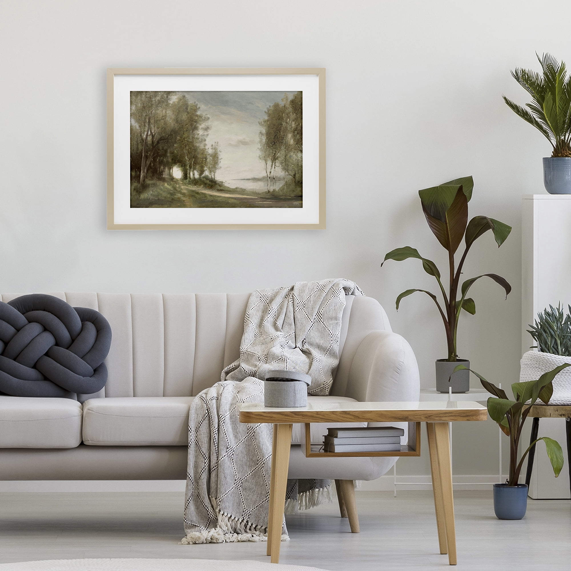 Stupell Industries Tranquil Lakeside Path Birch Framed Print Under Glass, design by Amber Sterling