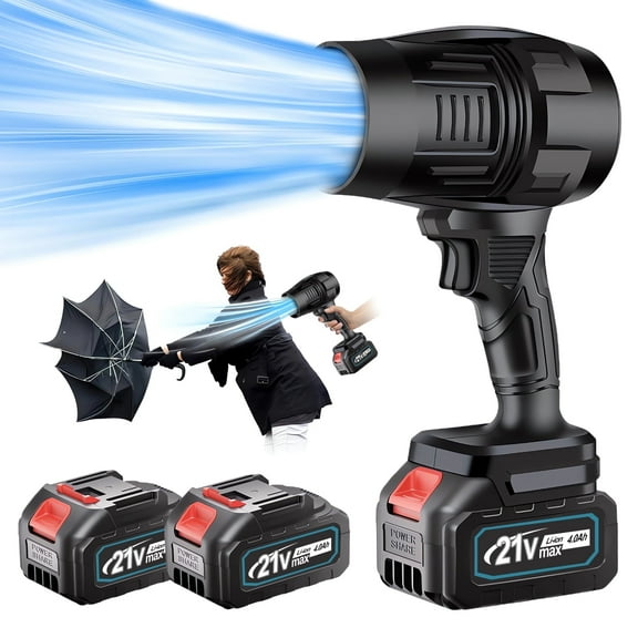 Cordless Leaf Blower for Lawn Care, Battery Leaf Blower with 2*4.0Ah Batteries and Charger, 80000RPM, Lightweight & Speed Adjustment, Black