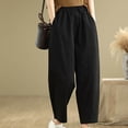 thumbnail image 4 of ClodeEU Women Harem Pants, Elastic Waist, Solid Color Relaxed Fit, Comfortable Trousers Black,Womens Plus L, 4 of 8