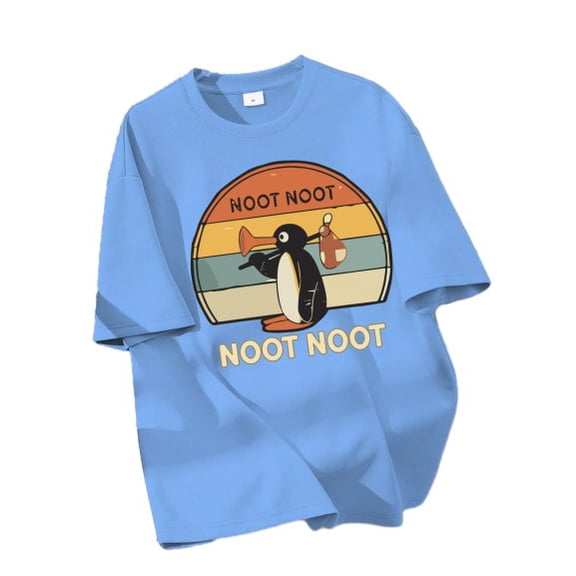 Big Boys Summer T-shirt Retro Penguin Print Short Sleeve Graphics Tee Blue 8