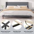 thumbnail image 5 of Frostbloom King Size Platform Bed Frame, Linen Upholstered Wingback Headboard, Dark Gray, 5 of 7