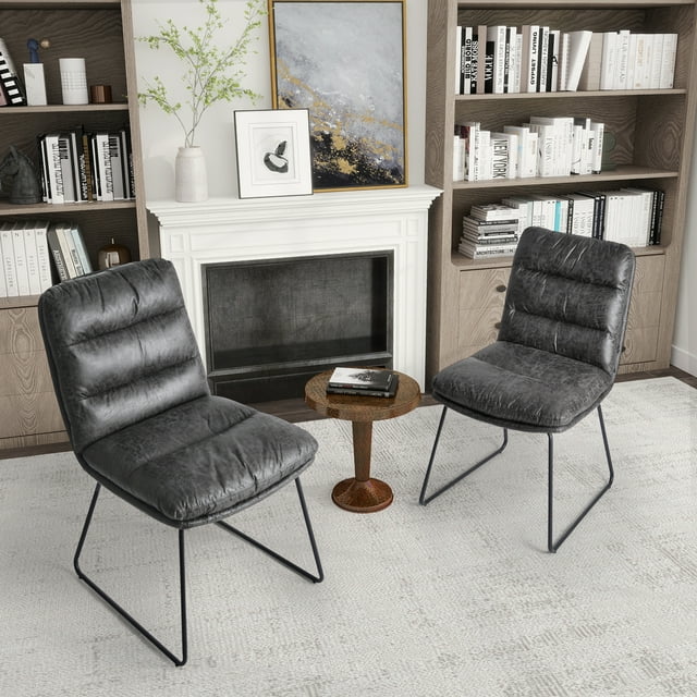 Homy Casa Set of 2 Faux Leather Dining Chairs