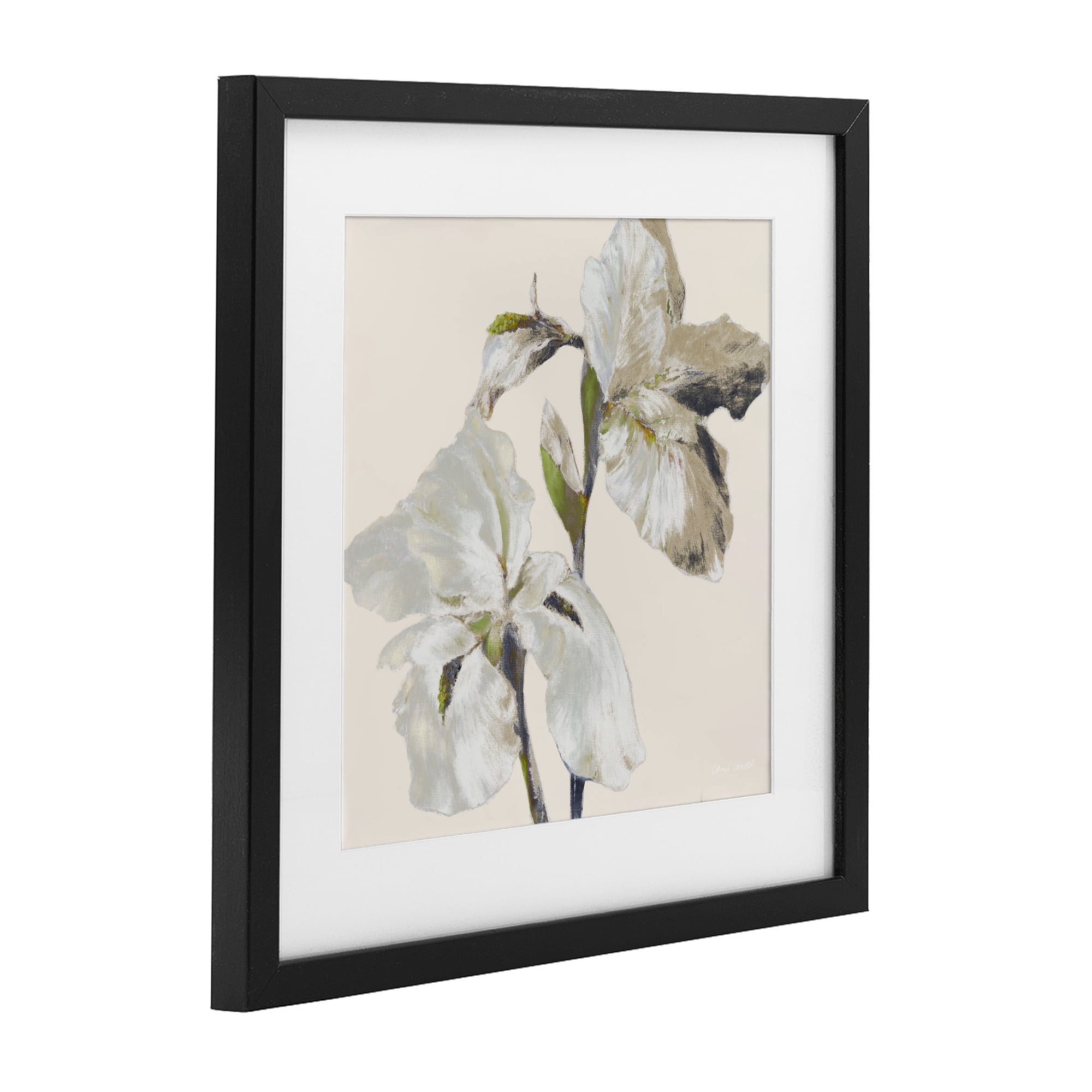 Stupell Industries Irises Soft Beige Black Framed Print Under Glass, design by Lanie Loreth