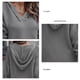 thumbnail image 4 of Blusa con capucha Cuello en V Manga larga Puños acanalados Blusa elegante de moda informal para mujer Gris L, 4 of 5