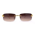thumbnail image 3 of Cougar Jewel Rimless Narrow Rectangular Luxury Pimp Sunglasses Gold Brown, 3 of 4