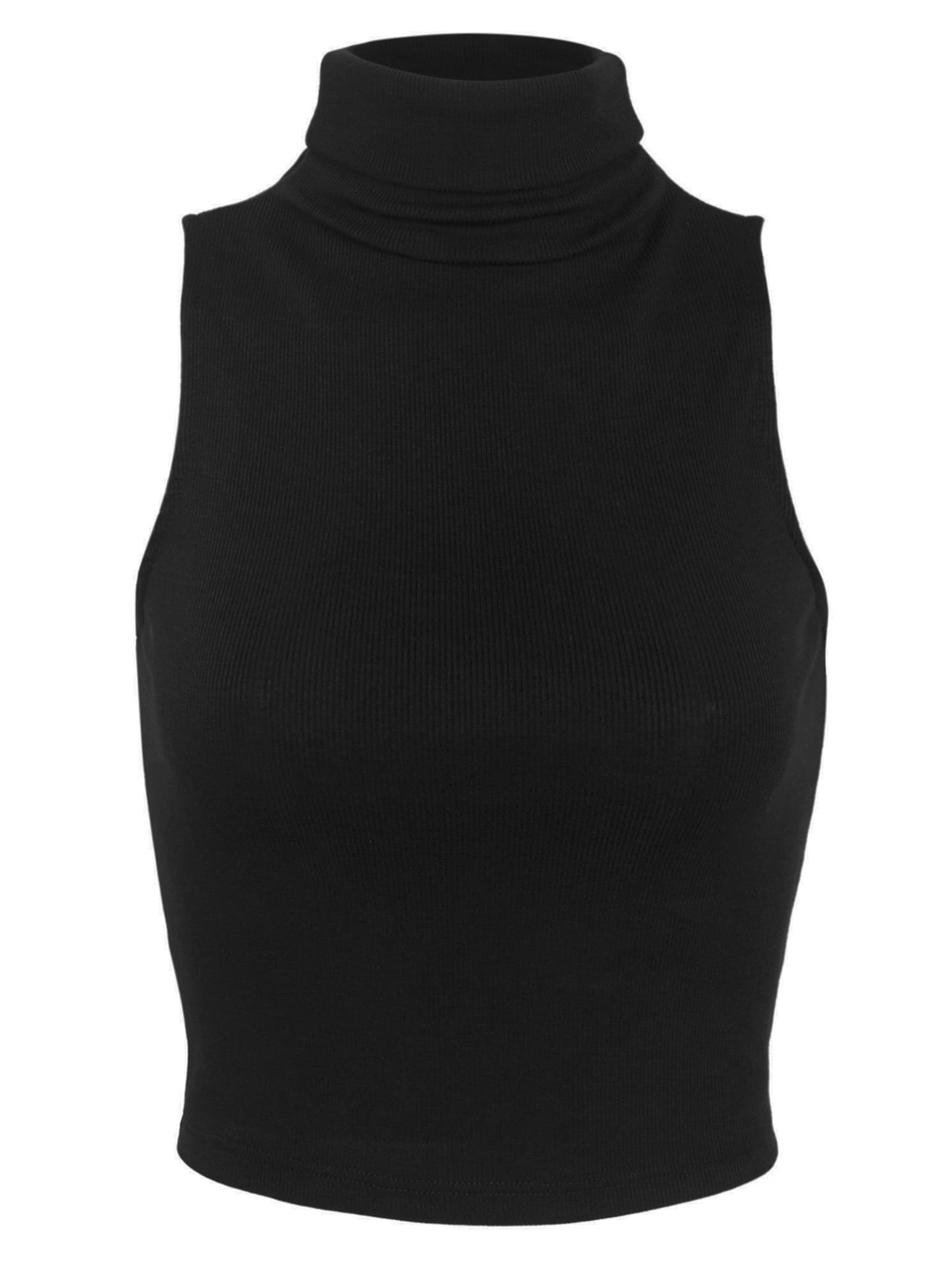 Womens Sleeveless Ribbed Turtleneck Crop Top Knit Made in USA - Walmart.com