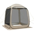 thumbnail image 1 of KFFKFF Screen House Tent, 6 x 6 ft, 4-6 Person Pop Up Screen Tent, Portable Screened in Canopy with Carry Bag, Netting Sides, Ground Stakes, Beige, 1 of 9