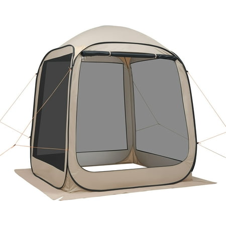 KFFKFF 6 x 6 ft Screen House Tent, Pop-Up Canopy for 4-6 People, Portable Shelter with Netting Sides, Carry Bag, and Ground Stakes, Ideal for Outdoor Spaces like Gardens, Patios, Backyards