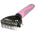 thumbnail image 1 of Dematting Comb, Two-Sided Undercoat Rake for Dogs & Cats, Dog Brush for Shedding and Removing Mats,Safe Stainless Steel dematting Tool Pink, 1 of 7