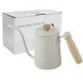 thumbnail image 1 of CHUANK Premium 600ML Drip Coffee Maker with Wooden Handle  304 Stainless Steel Hand Coffee Pot for Perfect Brewing - Elegant Beige Design  Precise Pour Control High-Temperature Resistance, 1 of 9