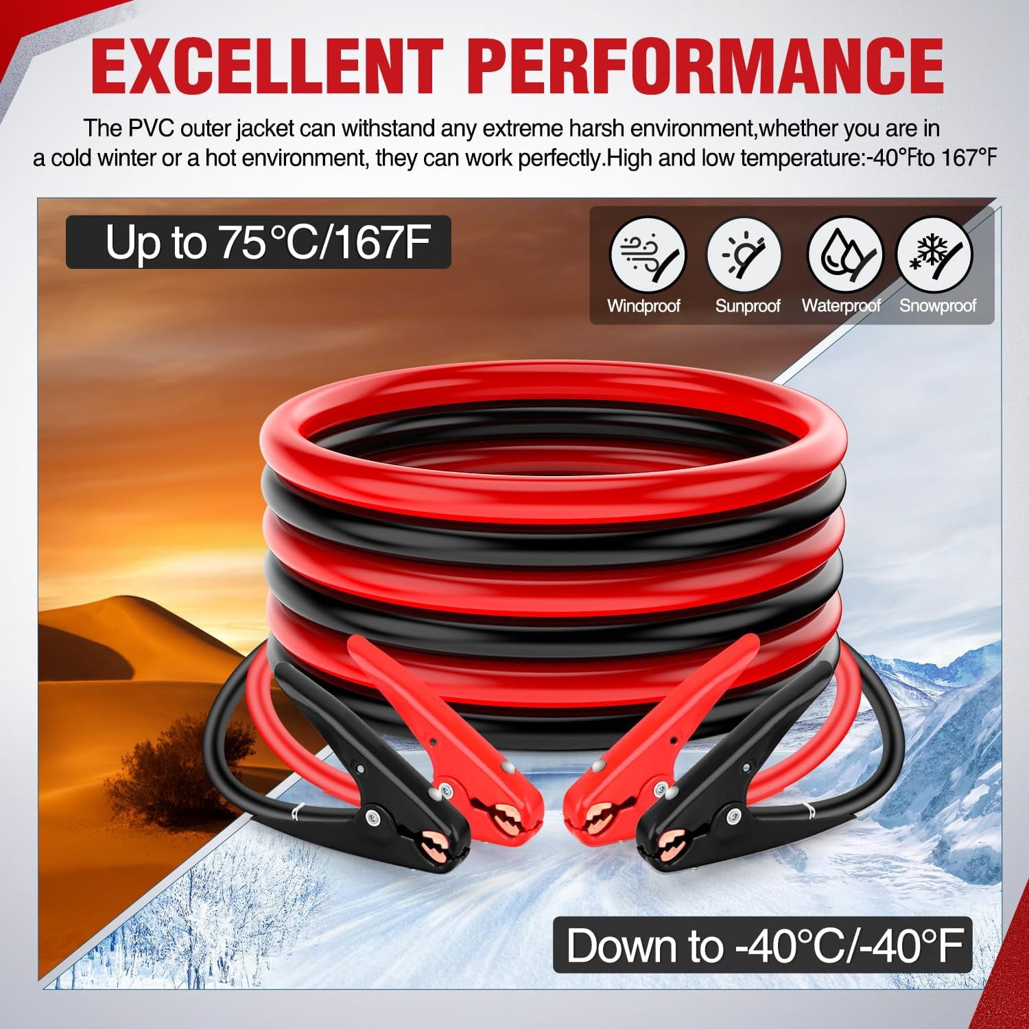 Nilight Jumper Cables for Car Battery 2 Gauge 16 FT Booster Cable Heavy Duty 800 A CCA with Carrying Bag Jump Start Emergency Kit Pickup Truck RV Vans SUV