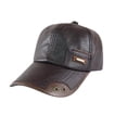thumbnail image 2 of Adjustable Dad Hat AURORADY Windproof Pu Leather Baseball Cap with Thick Fleece Adjustable Warm Outdoor Driving Headwear, Brown One Size Baseball Caps, 2 of 9