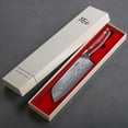 thumbnail image 2 of TURWHO 7inch Santoku Knife Japan VG10 Damascus Steel Kitchen Chopper Knife Red, 2 of 7