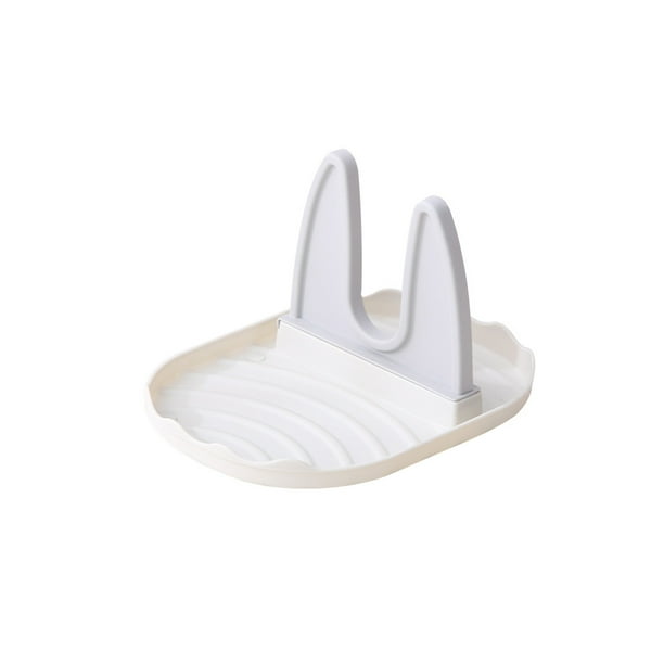 Ounissouiy Soporte para tapa de olla, estante de espátula reutilizable de plástico para encimera, palillos lavables, organizador de Organizadores de utensilios de cocina Blanco Gris