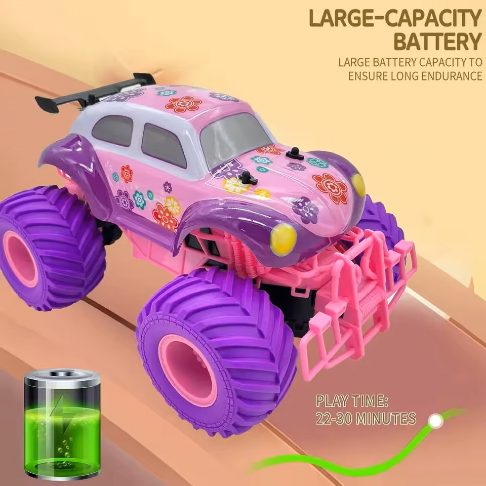 Remote Control Race Truck, Drift Car Toys with Lights Two Batteries for Kids Ages 3-12 Gifts(Red)