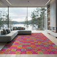 thumbnail image 2 of ODIKA 6'x9' Washable Area Rug Whimsical Funky Swirl Motif Geometric Squares Playroom Maximalist for Queen Size Bedroom, Under Bed, Master Suite, Easy Care, Non-Shedding, 2 of 7